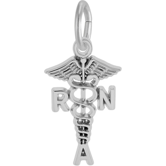 Registered Nursing Assistant Caduceus Charm - Metal - Sterling Silver