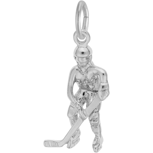 Hockey Player, Female Charm - Metal - Sterling Silver