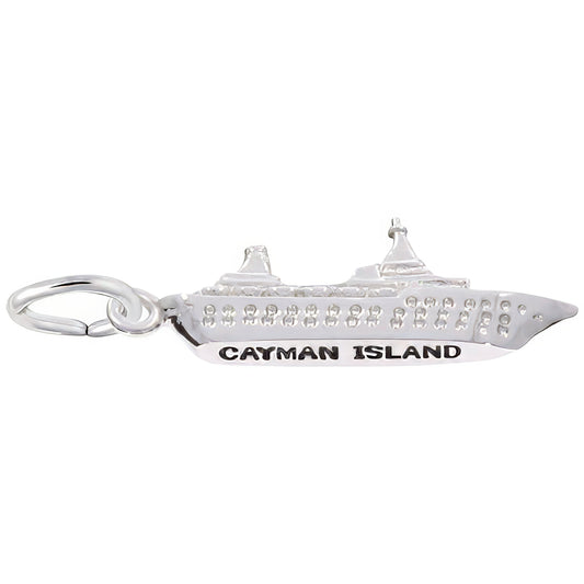 Cayman Island Cruise Ship 3D Charm - Metal - Sterling Silver