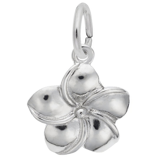 Plumeria Flower Charm - Metal - Sterling Silver