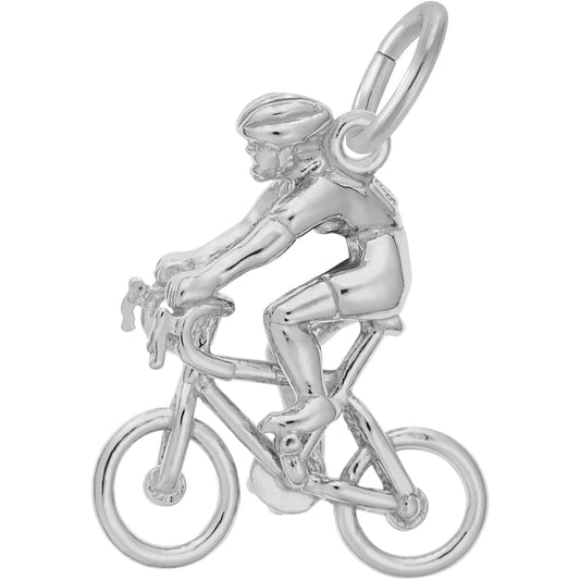 Cyclist Charm - Metal - Sterling Silver
