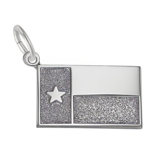 Texas Flag Charm - Metal - Sterling Silver