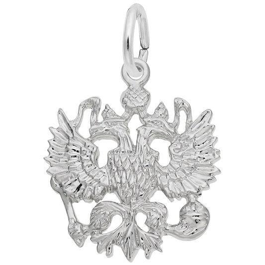 Sterling Silver Russian Eagle Charm - 19mm x 19mm