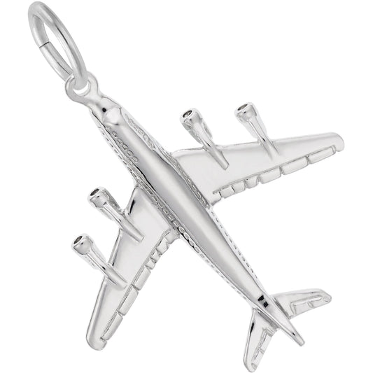 747 Jumbo Jet Charm - Metal - Sterling Silver