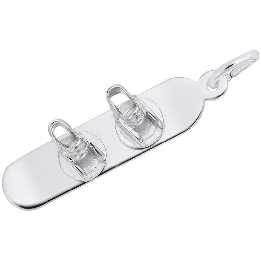 Sterling Silver Snowboard Charm - 27mm x 7mm
