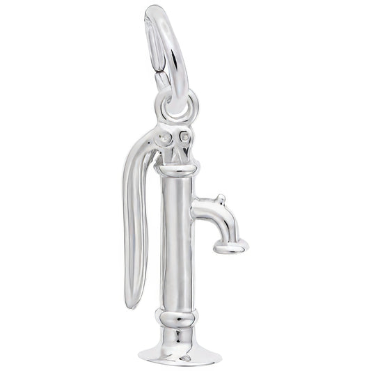 Water Pump Charm - Metal - Sterling Silver