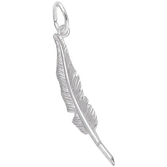 Feather Pen Charm - Metal - Sterling Silver