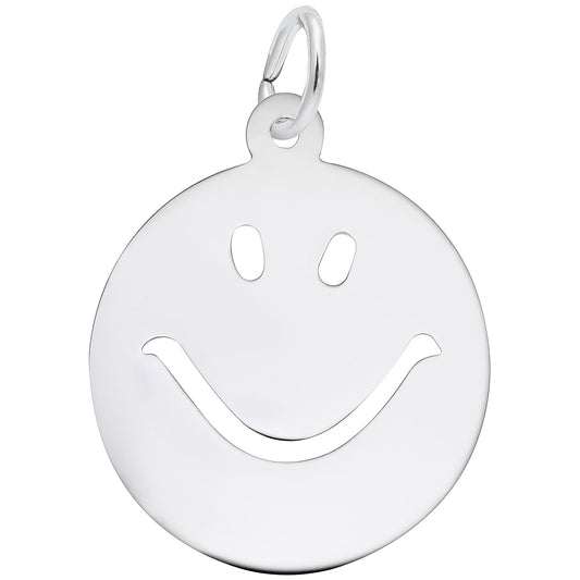 Sterling Silver Happy Face Charm - 20mm x 20mm