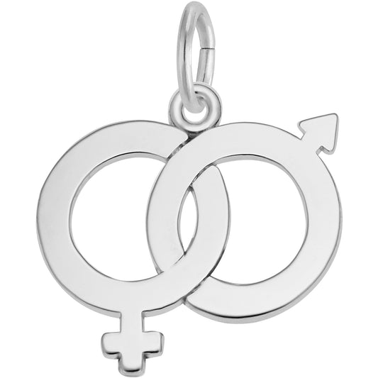 Male & Female Symbol Charm - Metal - Sterling Silver