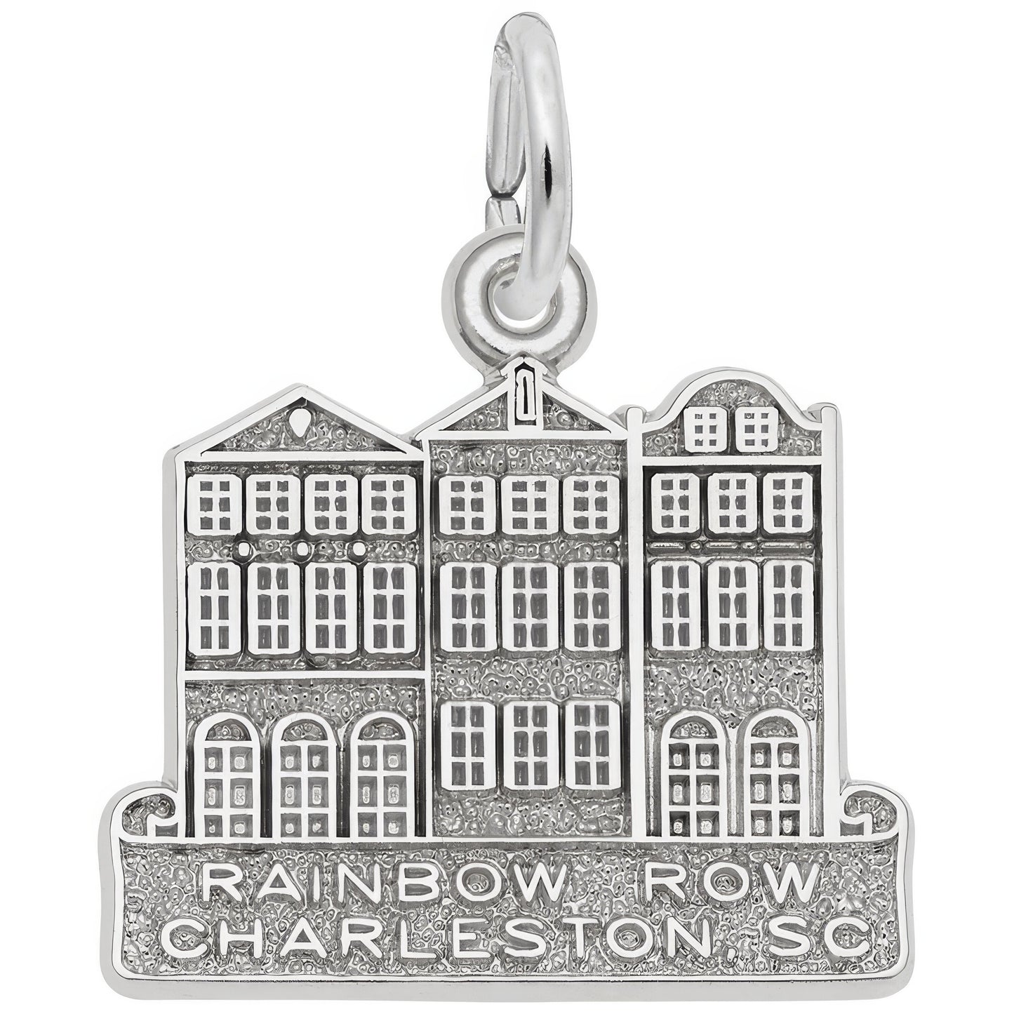 Rainbow Row Houses Charm - Metal - Sterling Silver