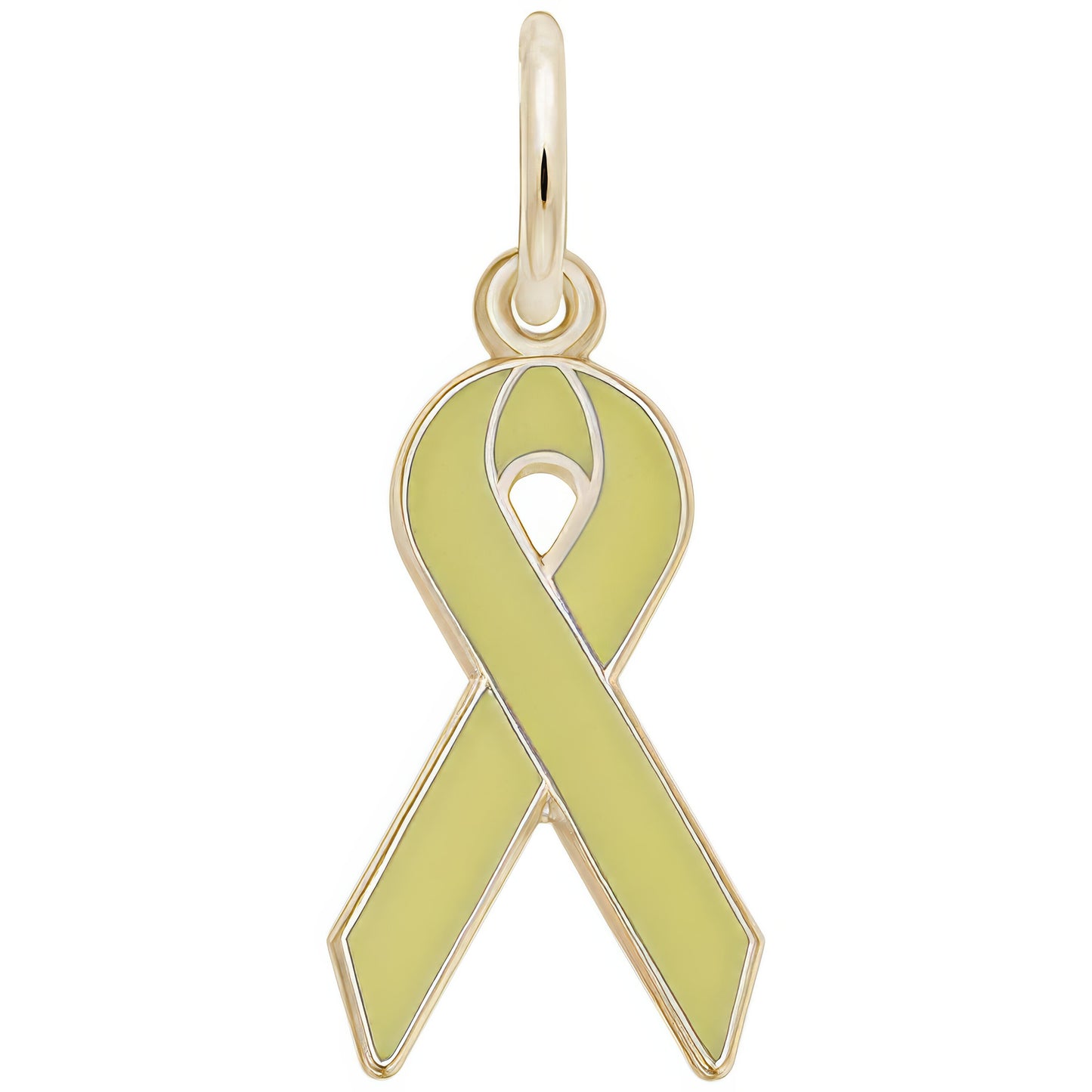 Sterling Silver Yellow Ribbon Charm - 17mm x 10mm