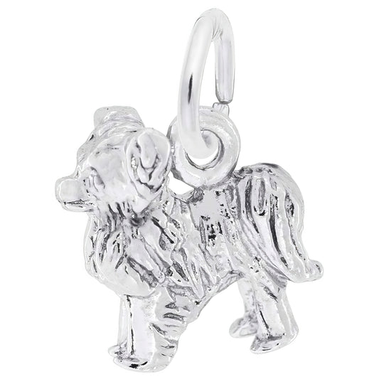 Dog Papillon Charm, Sterling Silver