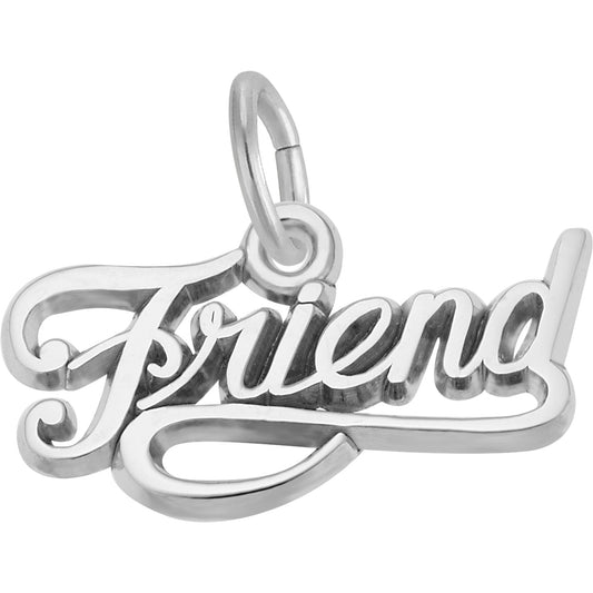 Friend Script Charm - Metal - Sterling Silver