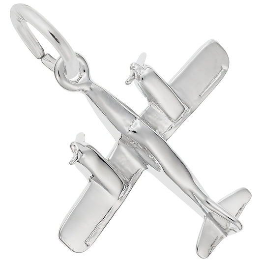 Piper Aztec Plane Charm - Metal - Sterling Silver