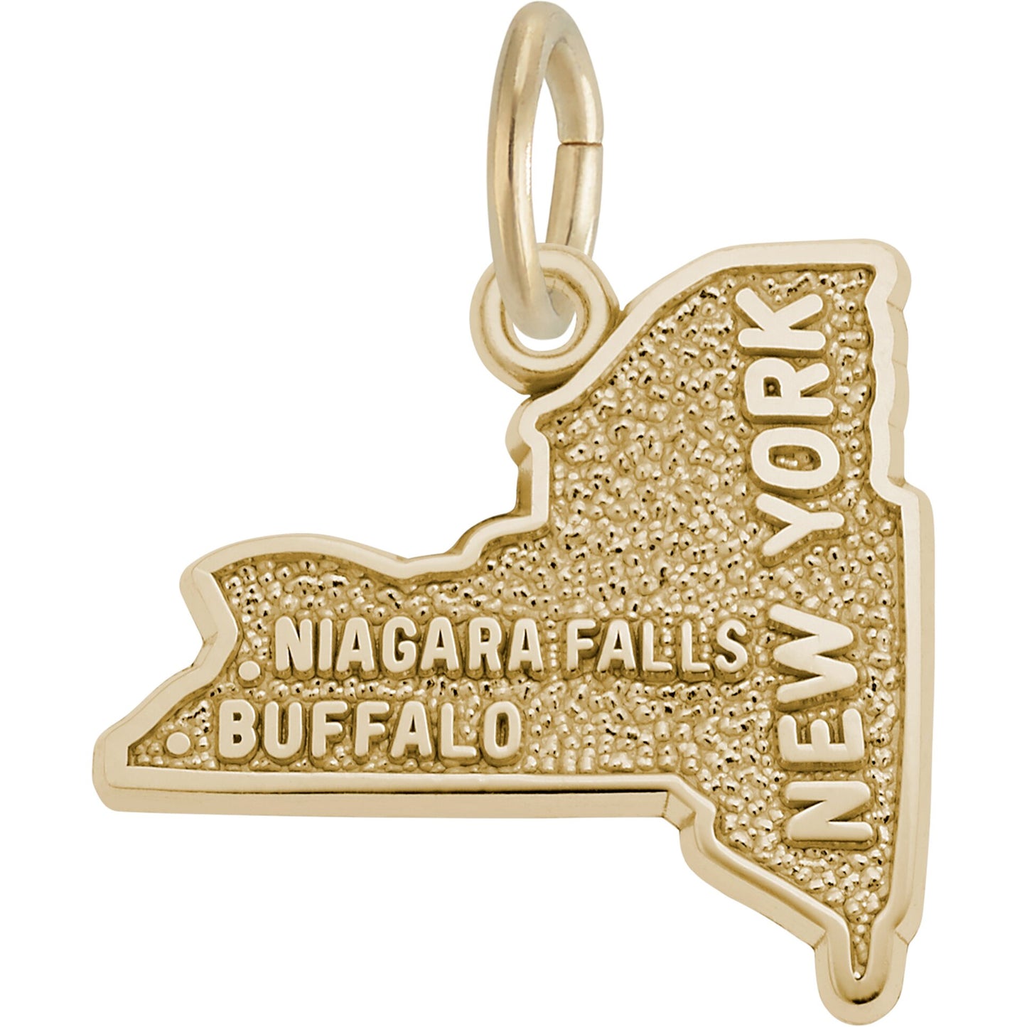 Western New York Map Charm - Metal - Sterling Silver