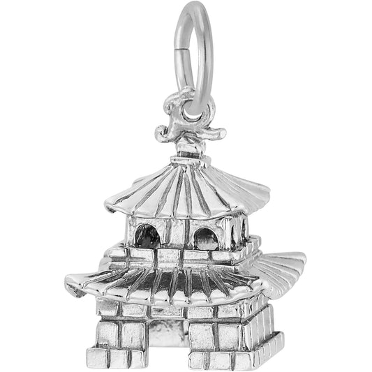 Oriental Temple Charm - Metal - Sterling Silver