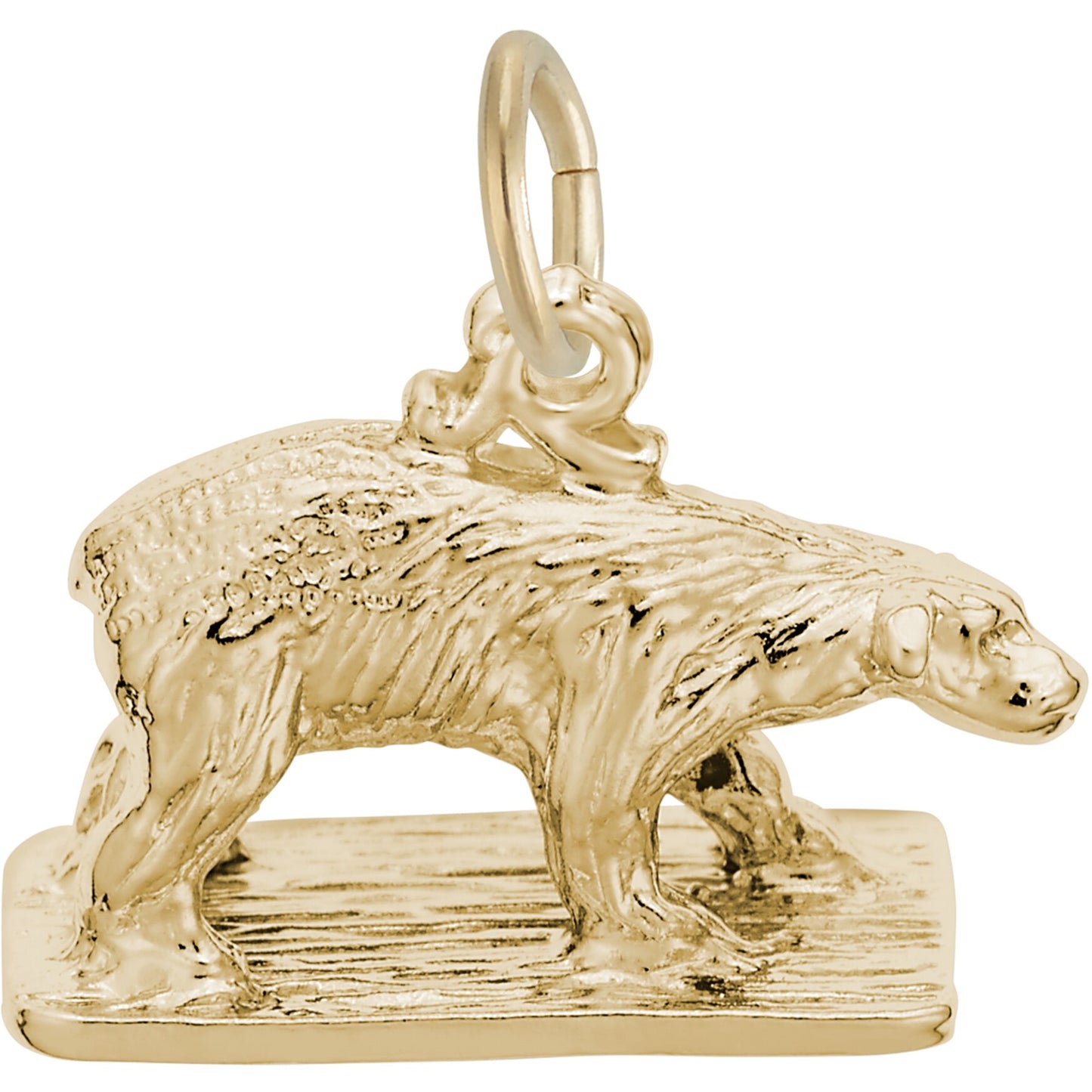 Polar Bear On Ice Charm - Metal - Sterling Silver