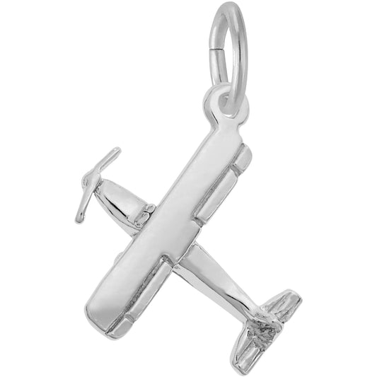 Single Engine Plane Charm - Metal - Sterling Silver