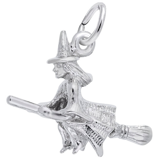 Sterling Silver Witch Charm - 21mm x 20mm
