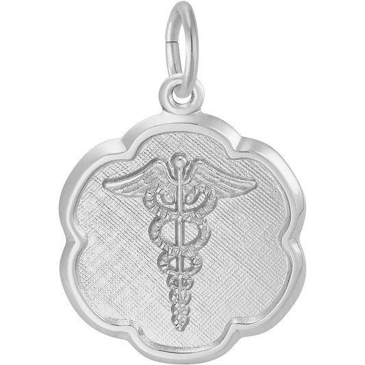 Caduceus Charm - Metal - Sterling Silver