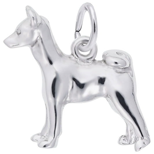 Basenji Dog Charm - Metal - Sterling Silver