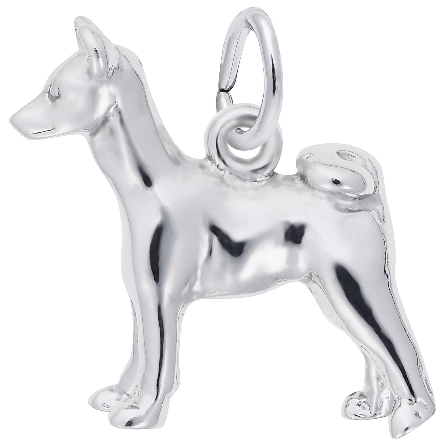 Basenji Dog Charm - Metal - Sterling Silver