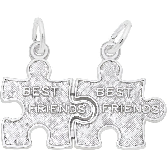 Best Friend Puzzle Pieces Charm - Metal - Sterling Silver