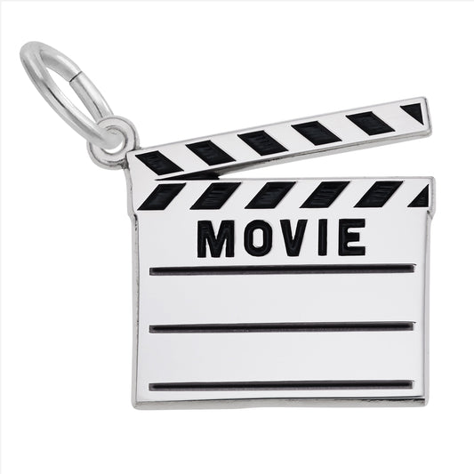 Sterling Silver Movie Clap Board Charm - 19mm x 19mm