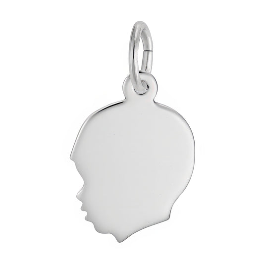 Sterling Silver Boys Head Charm - 14mm x 13mm