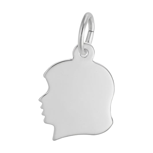 Sterling Silver Girls Head Charm - 13mm x 12mm