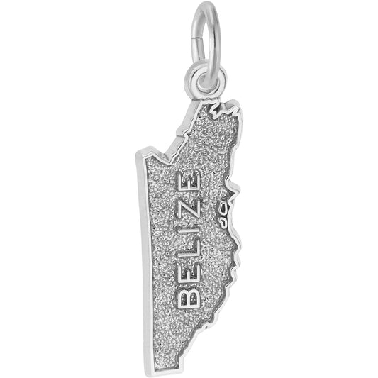 Belize Map Charm - Metal - Sterling Silver