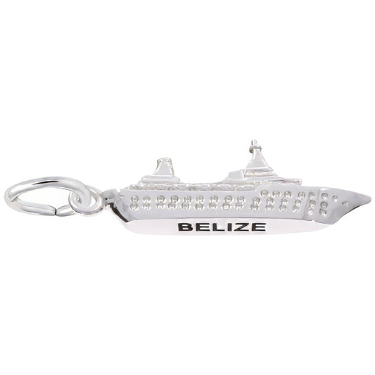 Belize Cruise Ship 3D Charm - Metal - Sterling Silver