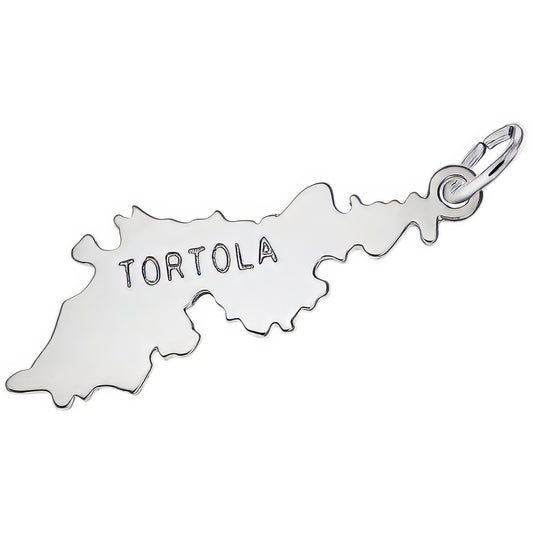 Tortola Map Charm - Metal - Sterling Silver