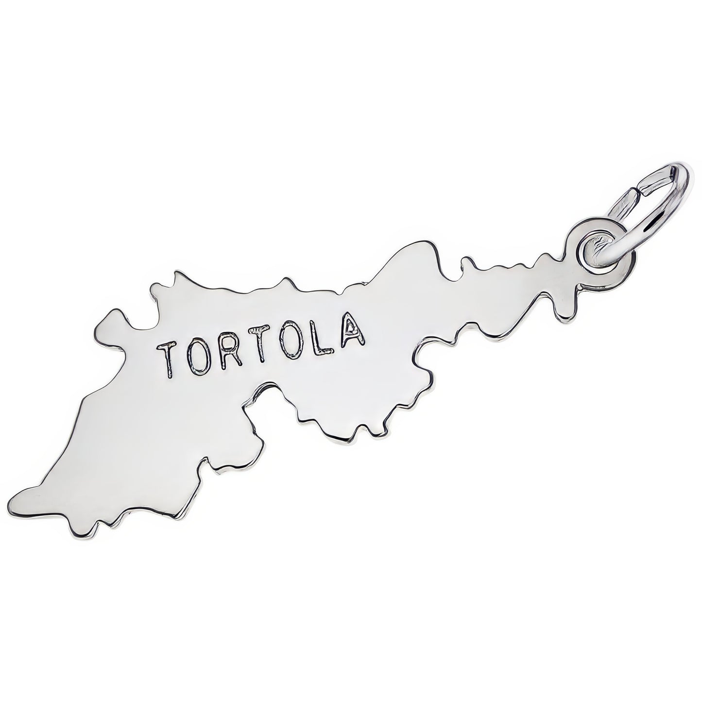 Tortola Map Charm - Metal - Sterling Silver