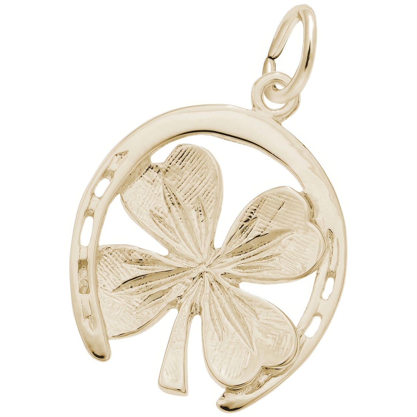 Good Luck Horseshoe & Clover Charm - Metal - Sterling Silver