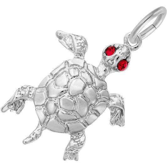 Sterling Silver Turtle with Stones Charm