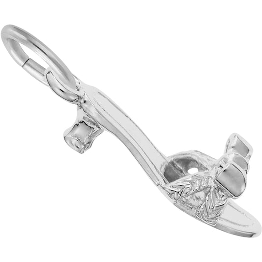 Kitten Heel Sandal Charm - Metal - Sterling Silver