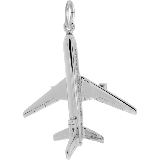 Airplane Charm, Sterling Silver