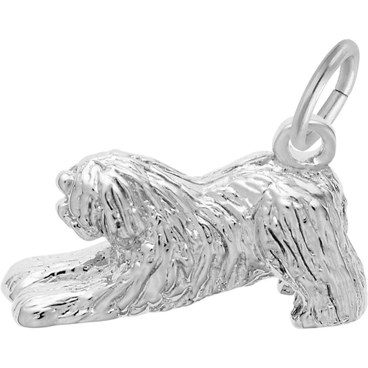 Old English Sheep Dog Charm - Metal - Sterling Silver