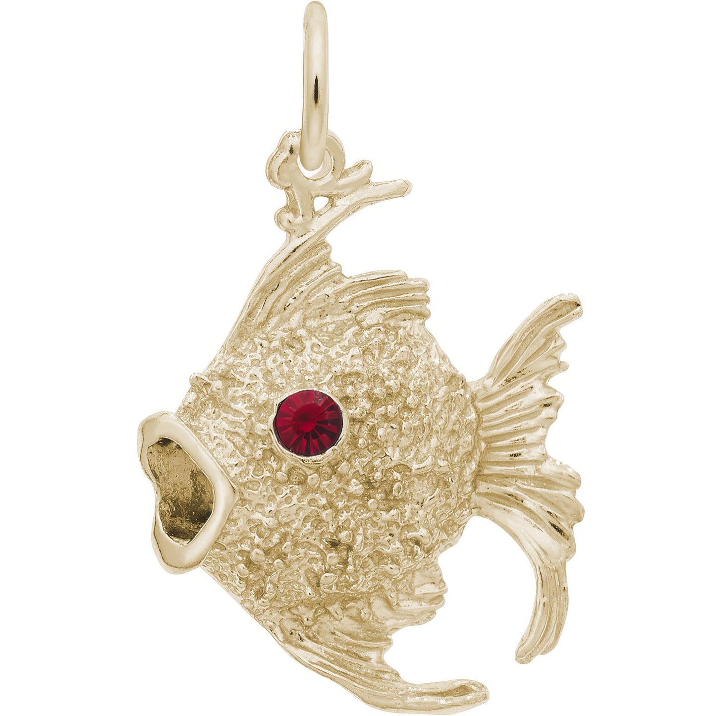 Angelfish Charm w/Pink Synthetic Crystal - Metal - Sterling Silver