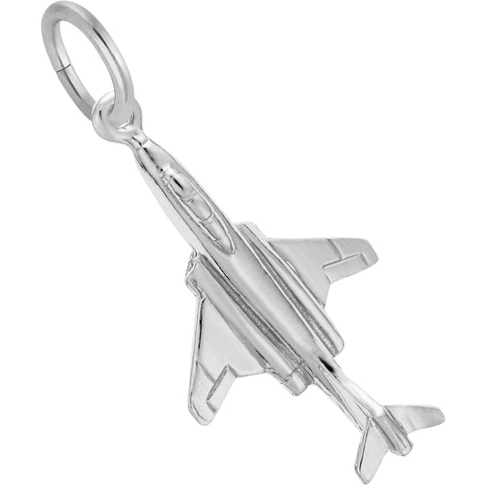 F101 Jet Plane Charm - Metal - Sterling Silver