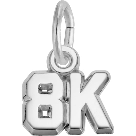 Sterling Silver 8k Race Charm - 6mm x 9mm