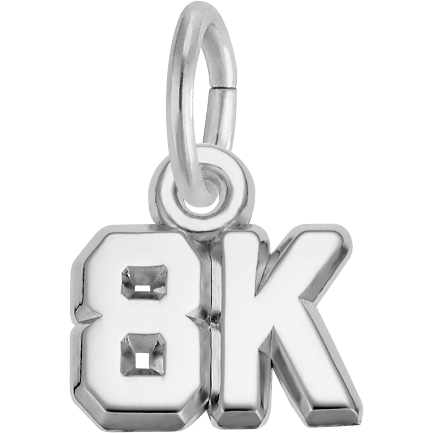 Sterling Silver 8k Race Charm - 6mm x 9mm