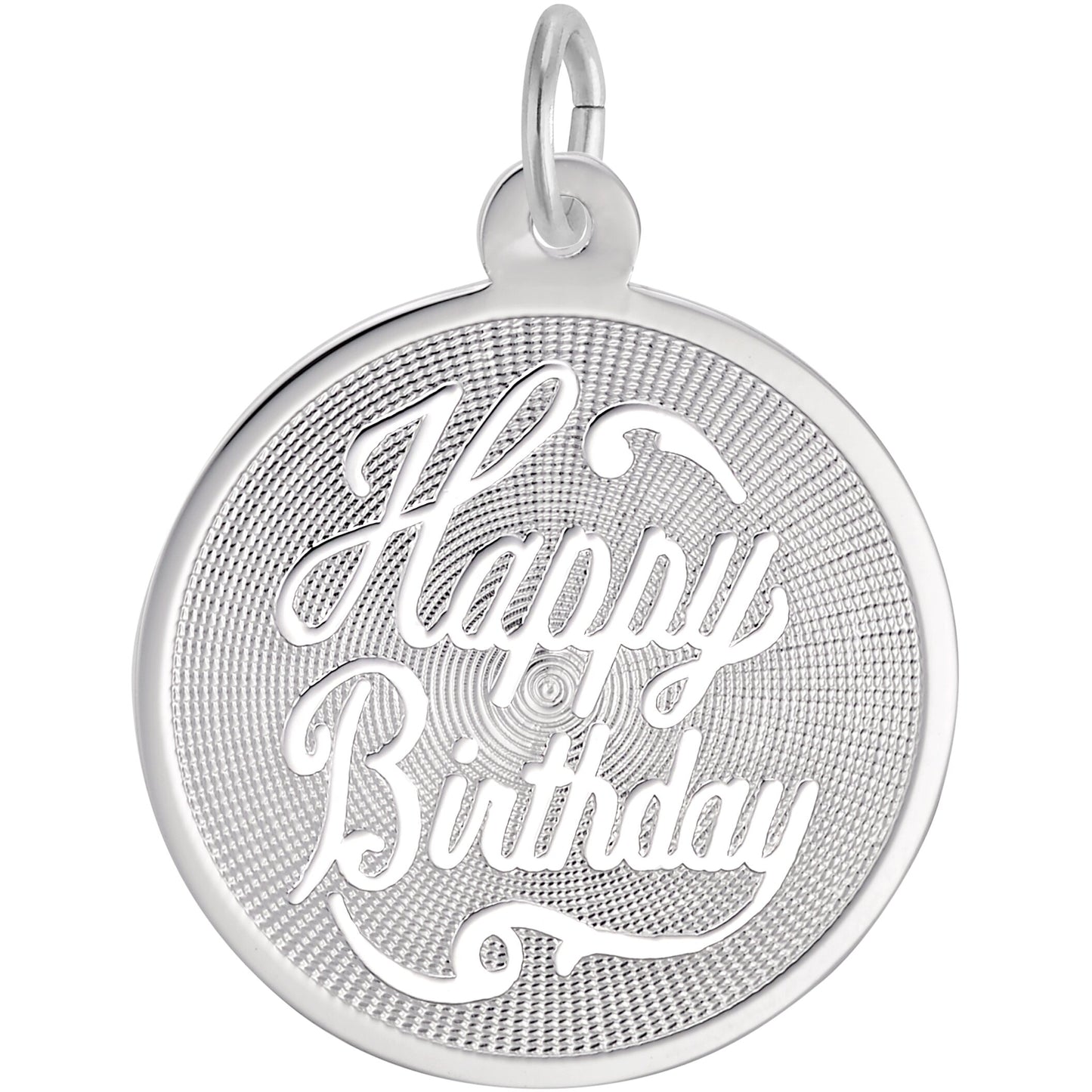 Patterned Happy Birthday Charm - Metal - Sterling Silver