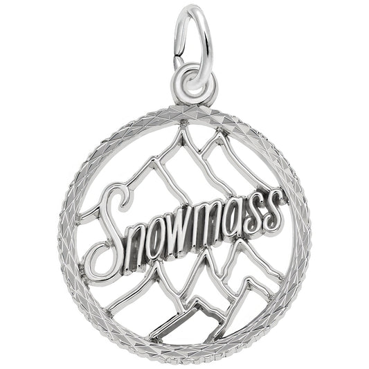 Snowmass Mountain Scene Charm - Metal - Sterling Silver