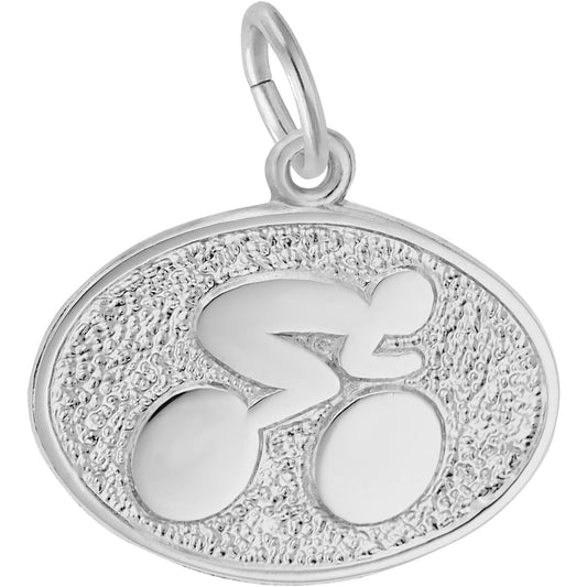 Cyclist Oval Charm - Metal - Sterling Silver
