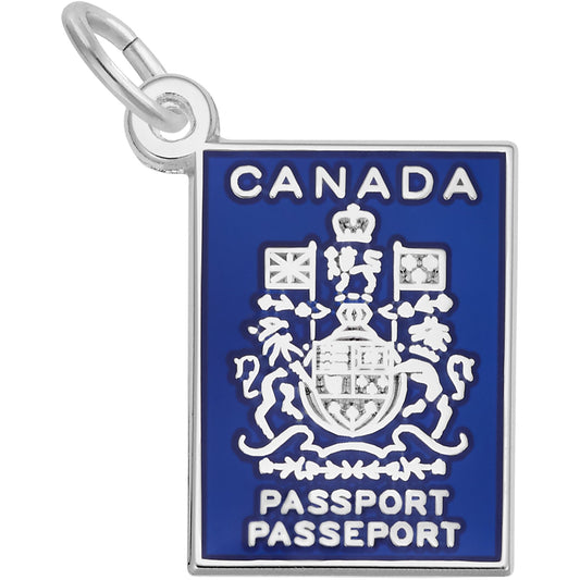 Sterling Silver Canada Passport Charm - 16mm x 12mm