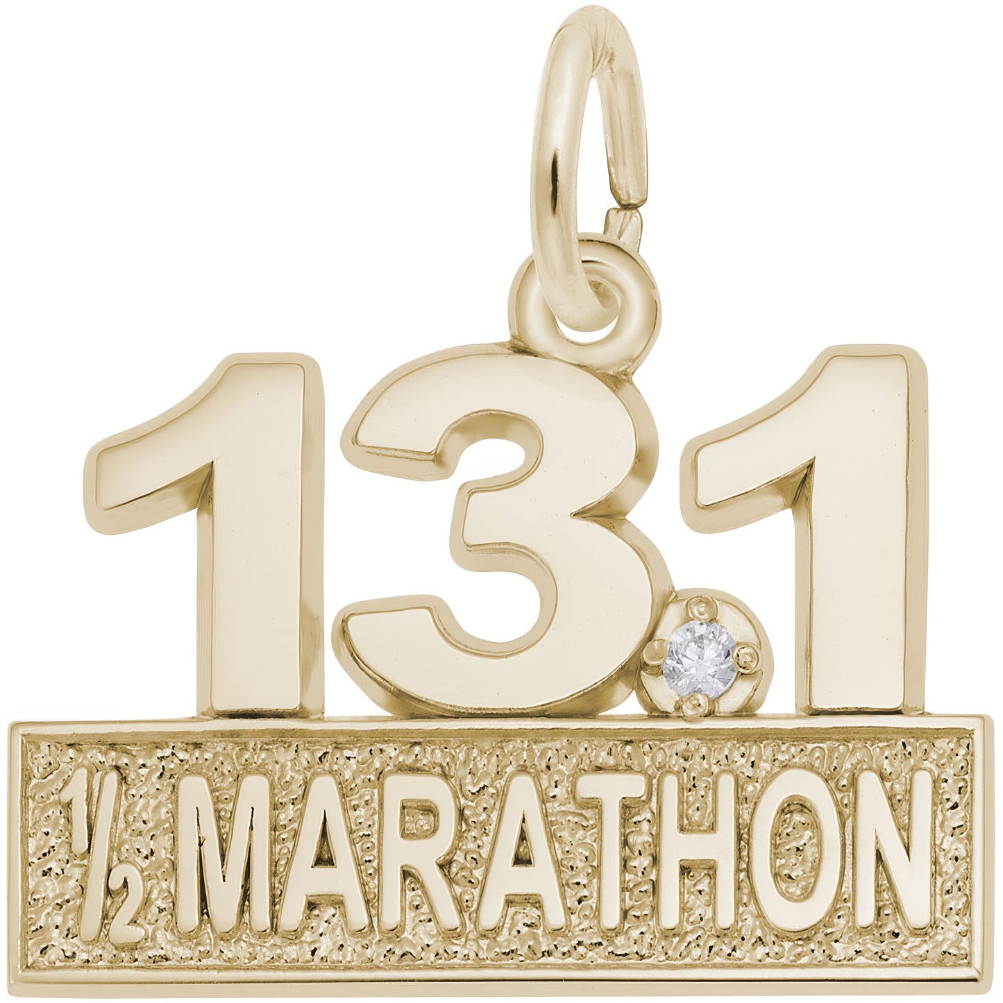 Sterling Silver Marathon 13.1 W/white Spinel Charm - 11mm x 19mm