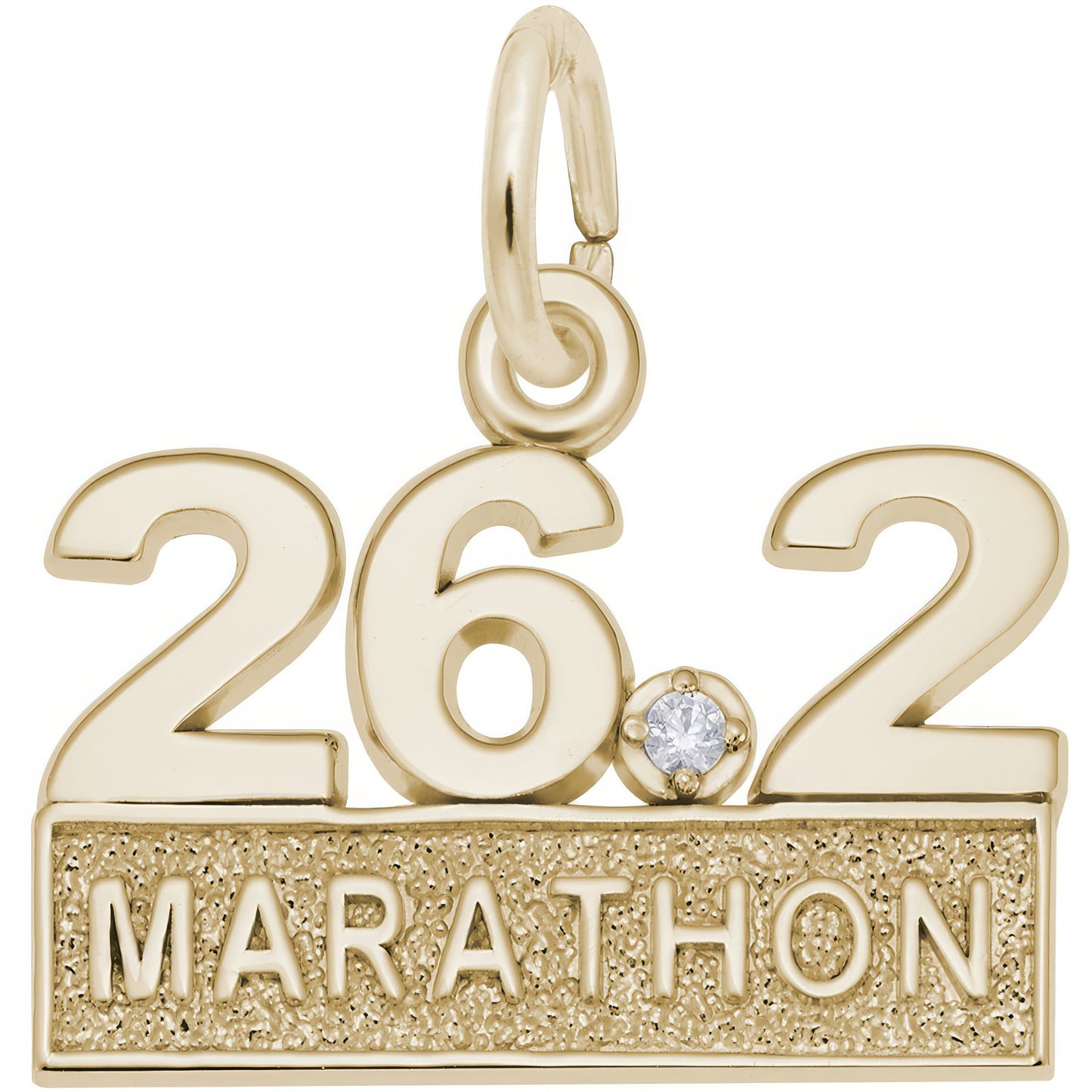 Sterling Silver Marathon 26.2 W/white Spinel Charm - 11mm x 18mm