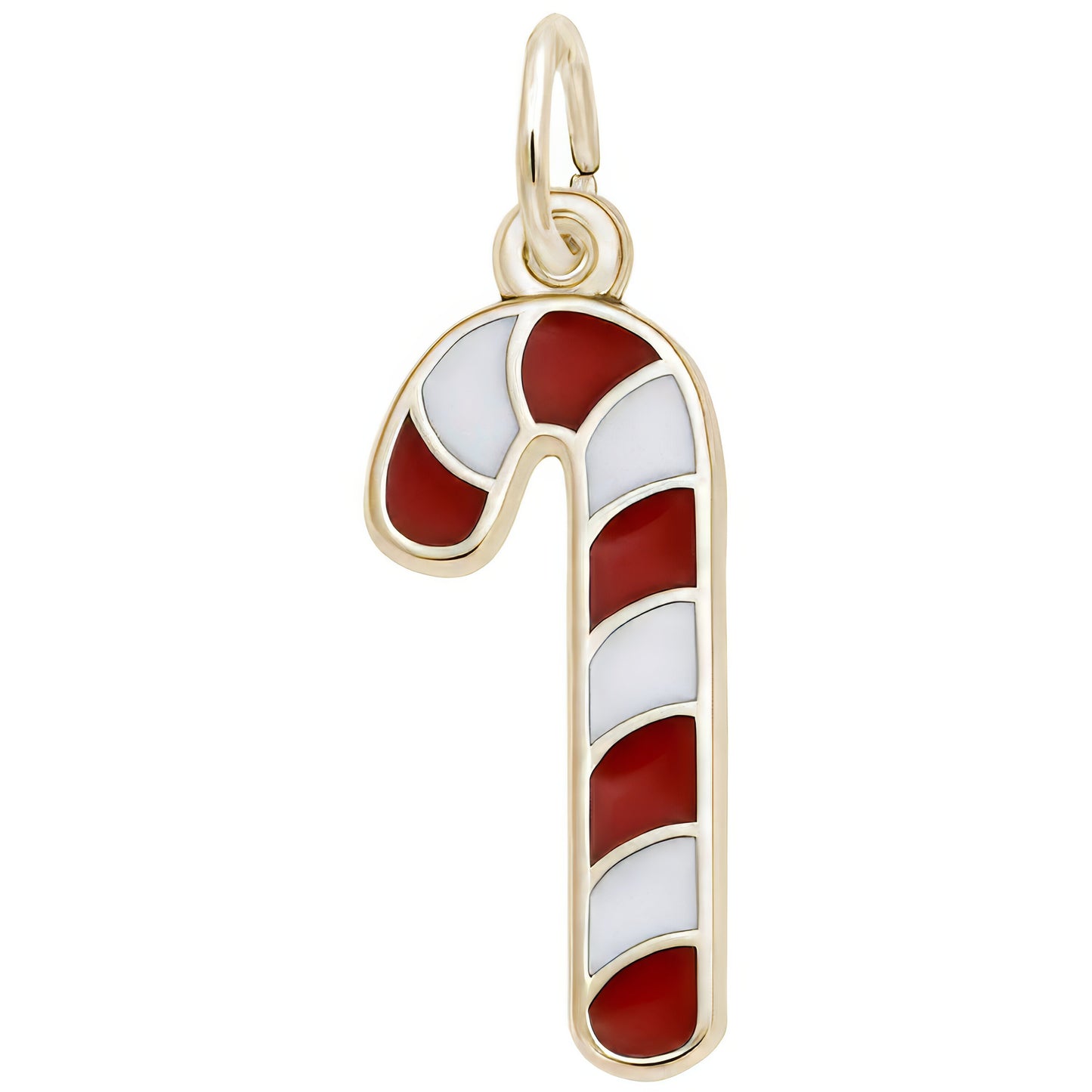 Sterling Silver Red & White Candy Cane Charm